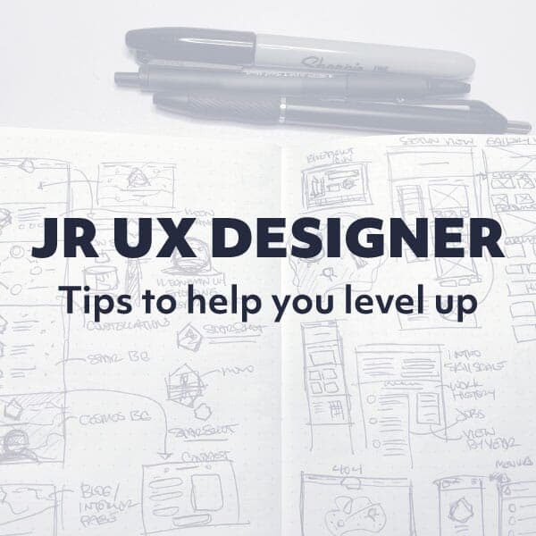 Tips for JR UX Designers | Nick Volkert Note book and drawing tools of a UX Designer.