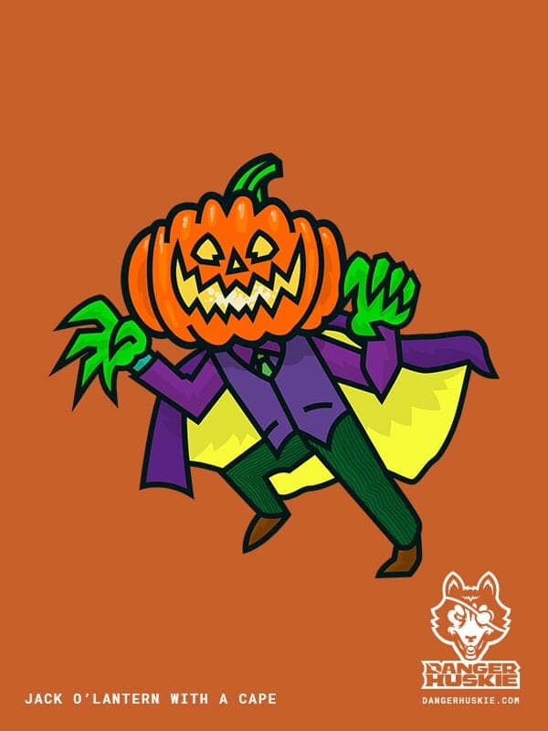 Jack O'Lantern in a Cape | Nick Volkert A spooky and sinister man with a Jack O'Lantern head lunges by in a three-piece suit and a dashing cape!