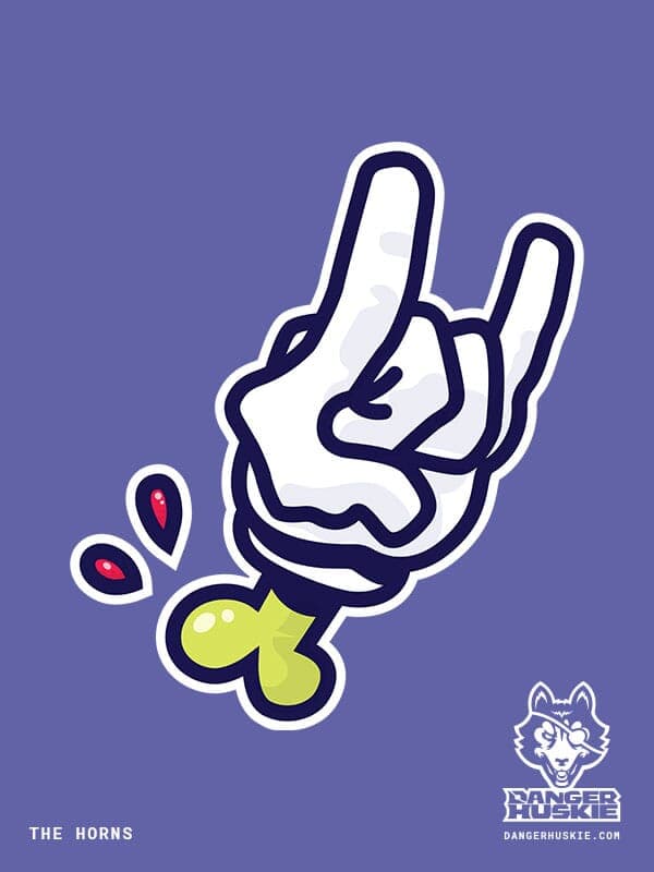 The Horns | Nick Volkert A disembodied hand flies through the air with the gesture of 'the horns'.