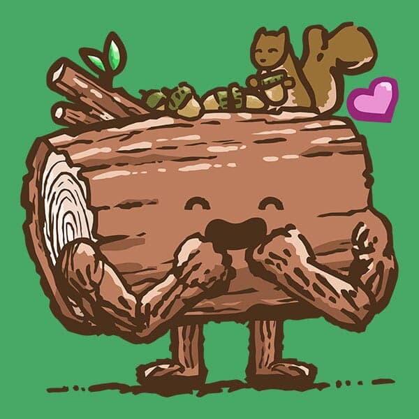 Squirrel Friend Log | Nick Volkert A log is filled with joy as a squirrel collects acorns on its back.