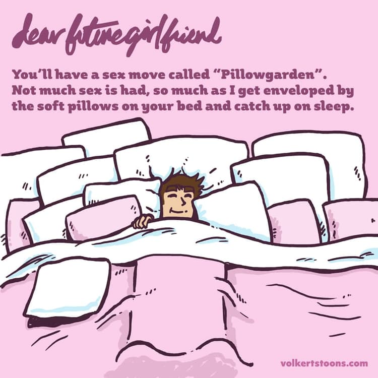 Pillow Garden | Nick Volkert A man gets a very comfortable night's sleep.