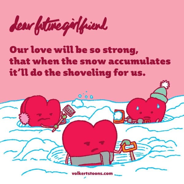 Love (Revamped) | Nick Volkert A trio of hearts shovel the snow.