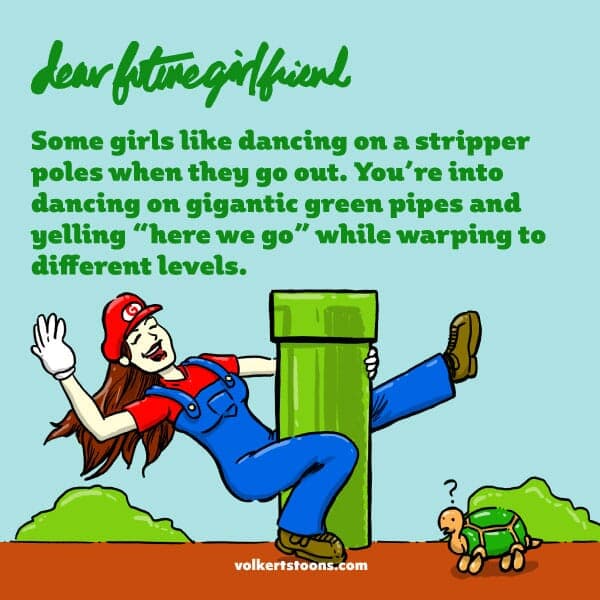 Here we go! (Revamp) | Nick Volkert A woman dressed as Mario dances around a green pipe.