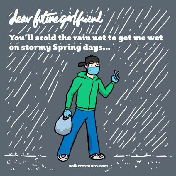 Rain | Nick Volkert A man is walking untouched by rain.