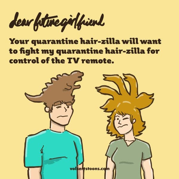 Hairzilla | Nick Volkert A couple with hair resembling kaijus appear to quarrel.
