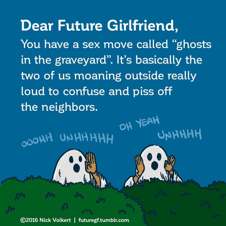 Ghosts in the graveyard | Nick Volkert A couple dressed in ghost outfits annoy their neighbors.
