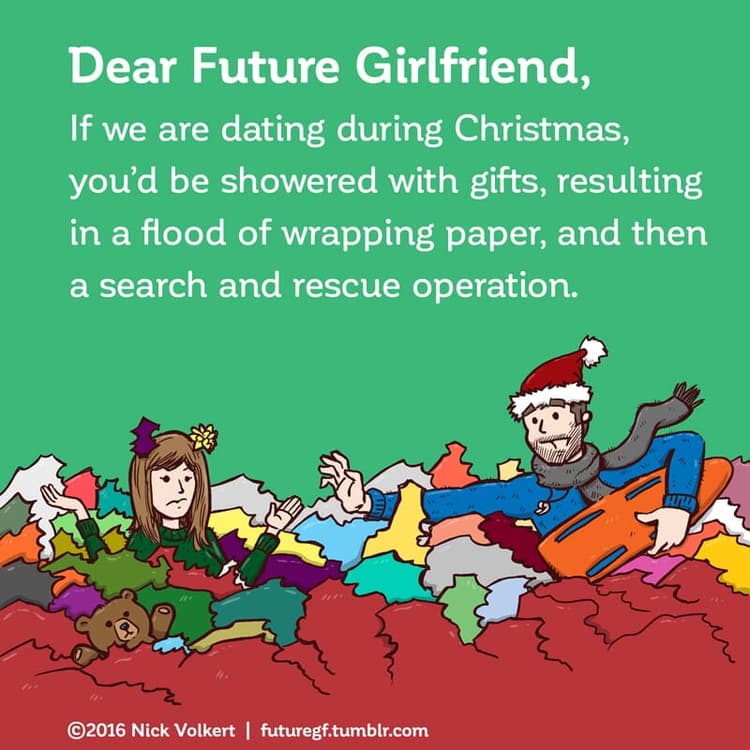 Wrapping paper | Nick Volkert A woman is adrift in a sea of opened wrapping paper.