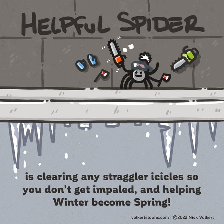 Icicle detail | Nick Volkert Helpful Spider is stocking up on various weapons and supplies!
