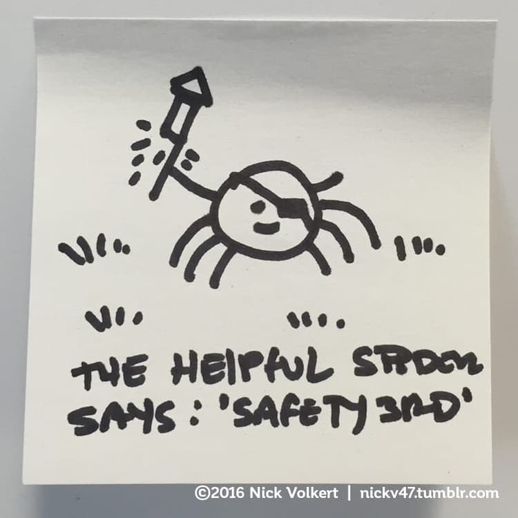 Eyepatch | Nick Volkert Helpful Spider is holding a bottle rocket while sporting an eyepatch.