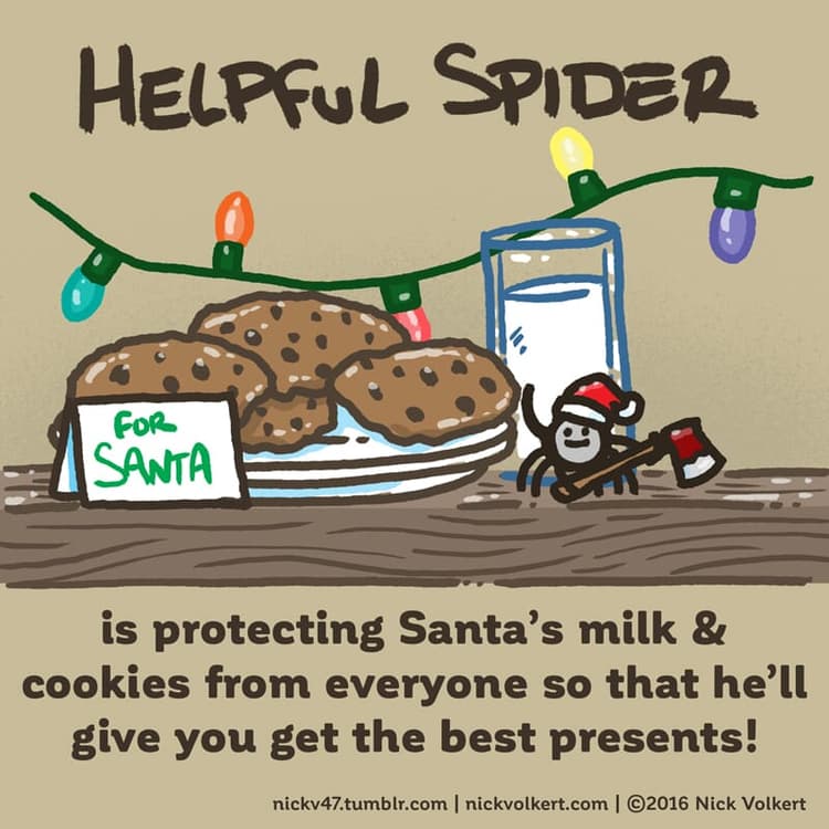 Treats for Santa | Nick Volkert Helpful Spider is guarding treats for Santa Claus.