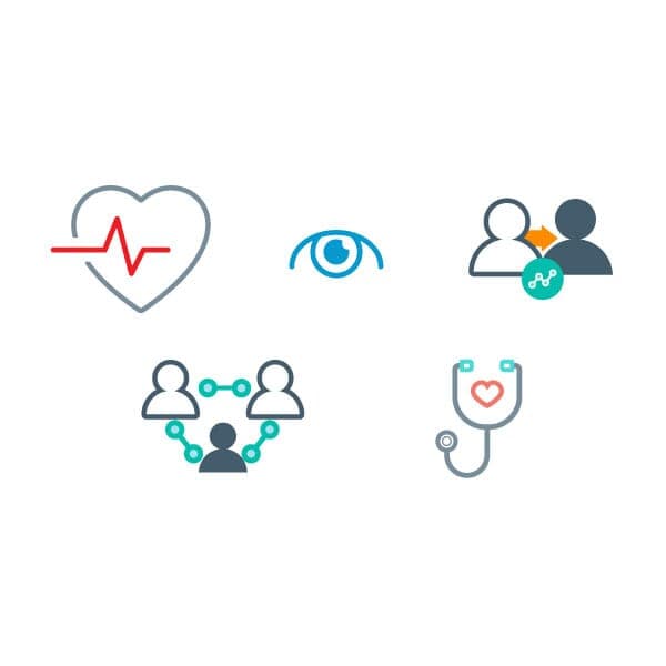 Health Reminder Icons | Nick Volkert Icons illustrating the focus of reminder and traveling to health check-ups as well as showing recurring appointments.