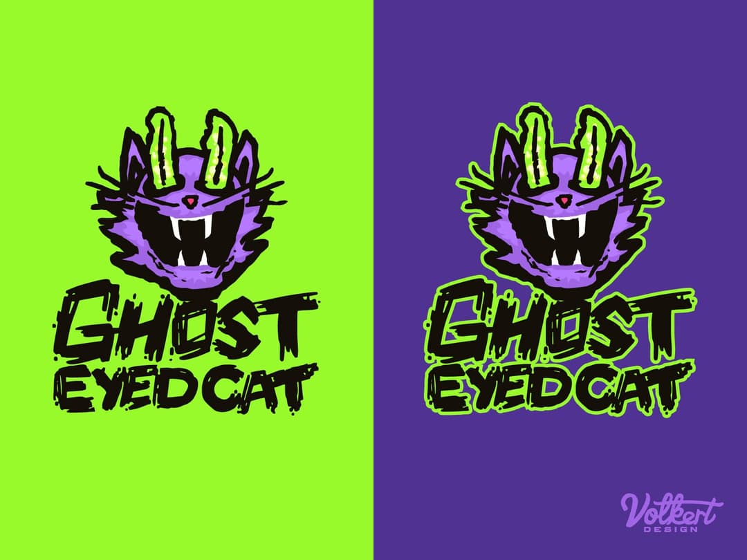 Ghost-Eyed Cat logos | Nick Volkert Ghost-Eyed Cat primary stacked logos on light and dark
