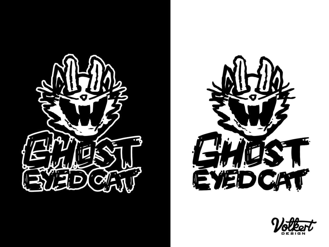 Black and white | Nick Volkert Ghost-Eyed Cat primary logos in black and white