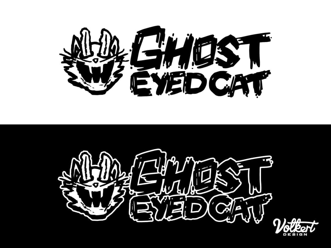 Inline logos | Nick Volkert Ghost-Eyed Cat primary inline logos in black and white