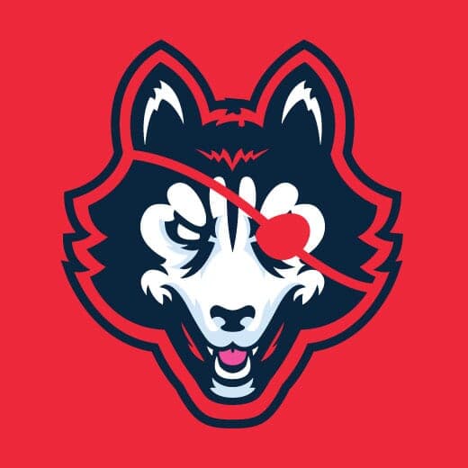 DangerHuskie | Nick Volkert The main illustrated huskie head logo on a solid red background for DangerHuskie, a vector art project by Nick Volkert.,Logo lockup of the DangerHuskie huskie head and stylized type on a solid red background.,Vertical lockup of the huskie head and text with a larger huskie head for the DangerHuskie logo.,A series of different options and looks of the DangerHuskie huskie head and text lockups for single color options.,DangerHuskie huskie head and text lockups for single color logos.,The main illustrated huskie head DangerHuskie logo on a dark navy background.,DangerHuskie text and illustrated huskie head lockup on a dark background.,Stacked Huskie head in full color and single color on a dark navy background.,Full and single color options on a dark background for the DangerHuskie vector project by Nick Volkert.