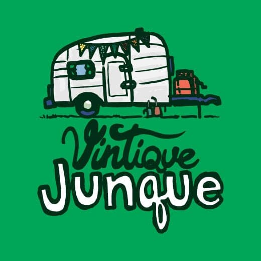 Vintique Junque | Nick Volkert Primary Vintique Junque logo on a solid kelley green background, the brand's primary color.,Vintique Junque logo with an stacked grouping with inline text alternate.,Vintique Junque logo on a light background alternate logo.,Stacked logo with inline text on a light background alternate for the Vintique Junque logo.,Completely inline logo options for the Vintique Junque brand with the streamline trailer brand mark.,Completely inline logo options for the Vintique Junque brand with the streamline trailer brand mark on a light background.,Vintique Junque logo with dark background and outline.,Vintique Junque stacked logo with green text.