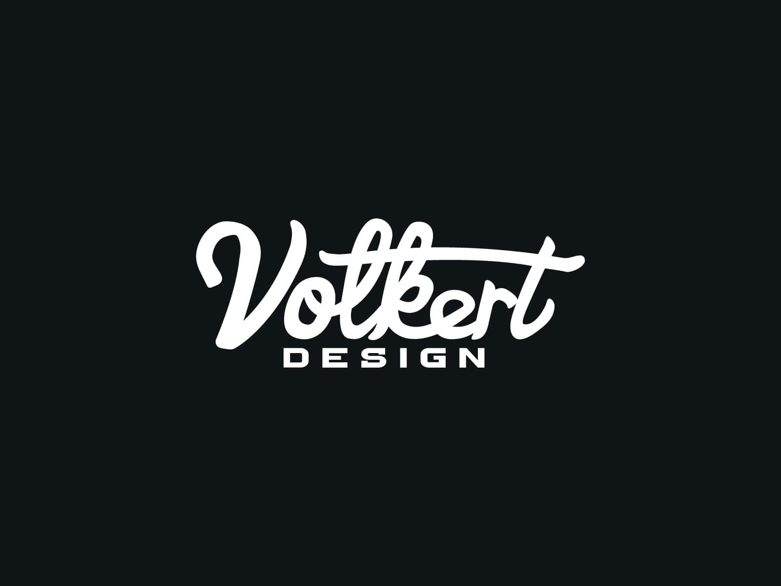 Volkert Design Primary Logo | Nick Volkert Primary Volkert Design logo with a white script on a solid black background