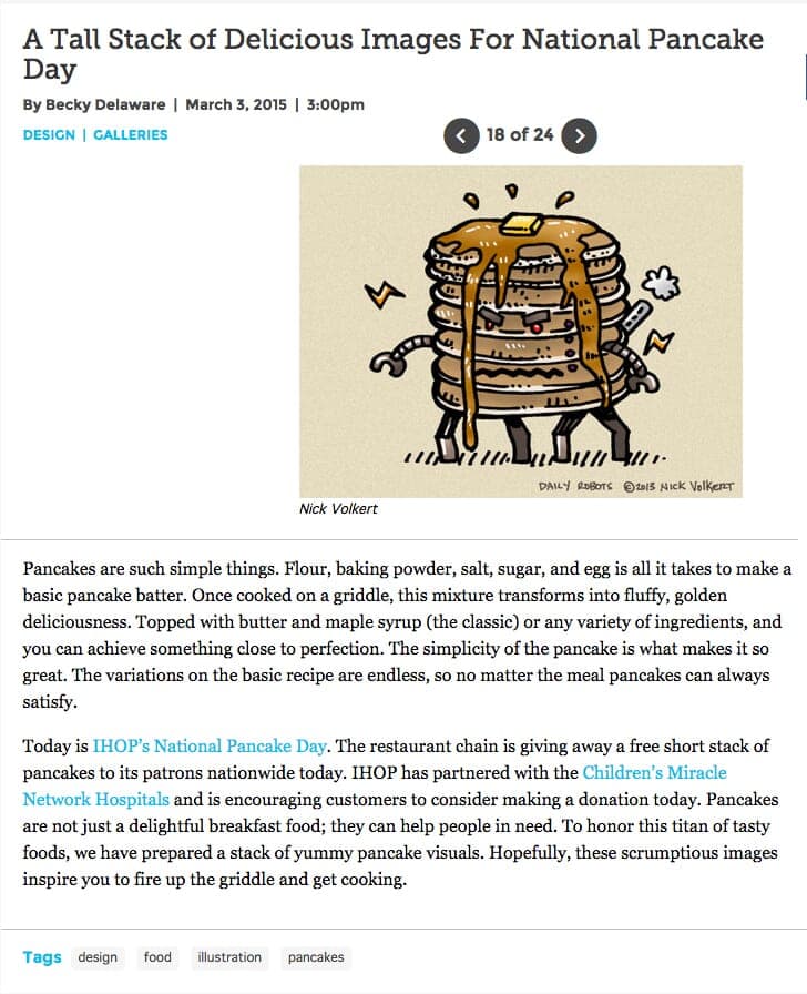Pancake Bot feature on Paste Magazine | Nick Volkert My illustration Pancake Bot featured on Paste Magazine