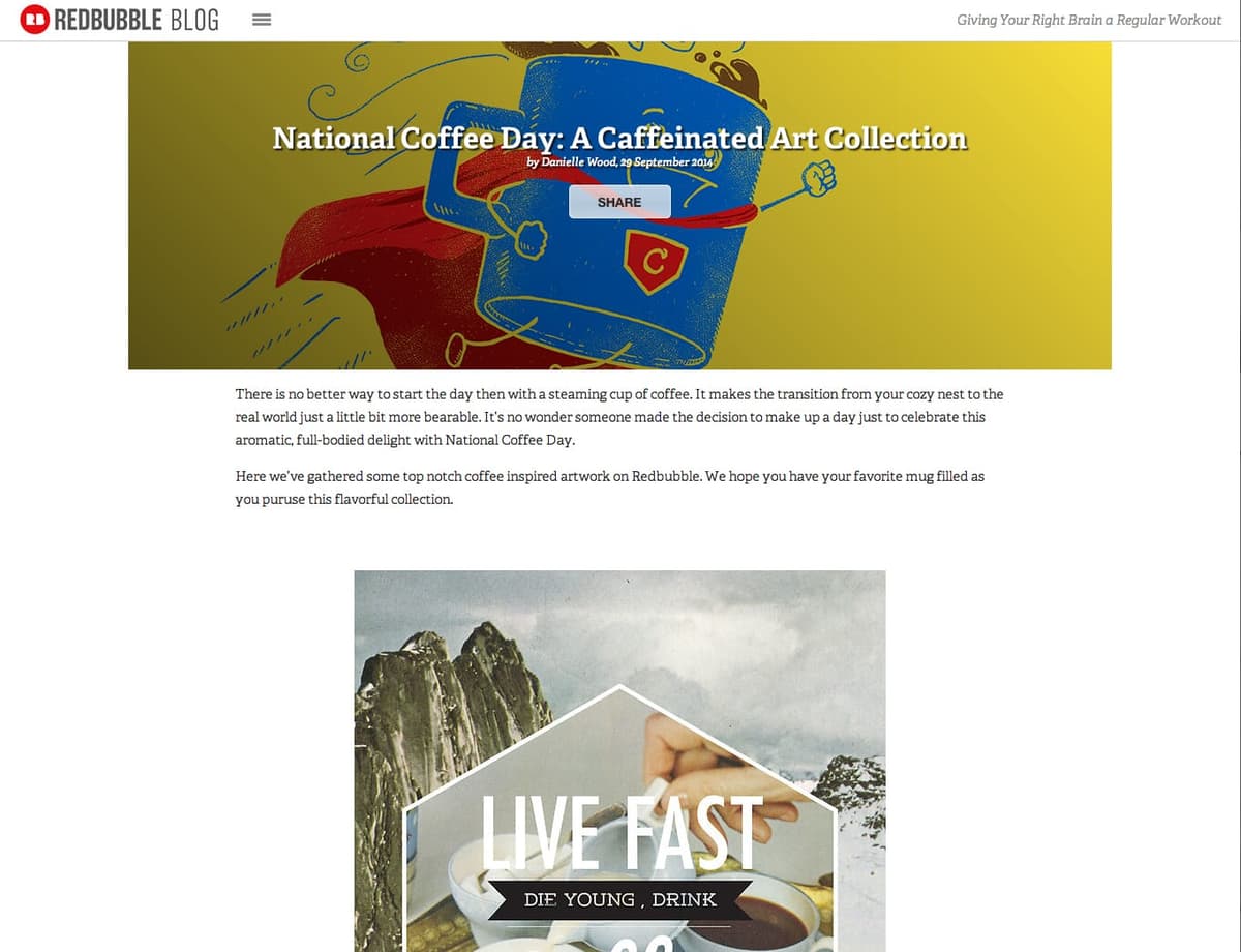 Super Coffee feature on the redbubble.com blog | Nick Volkert My illustration Super Coffee as it appeared on the redbubble.com blog