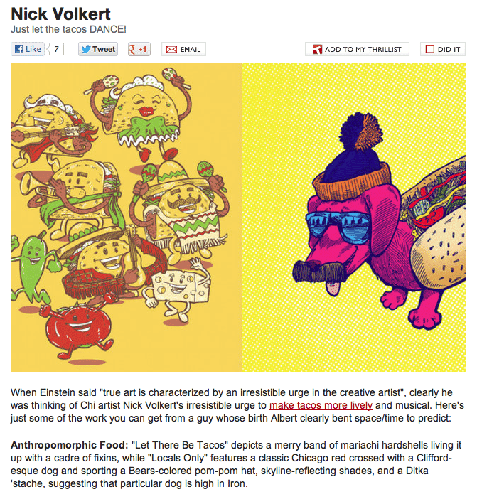 Feature on Thrillist.com | Nick Volkert Thrillist.com illustration feature