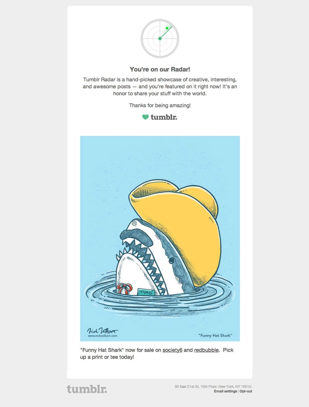 Funny Hat Shark featured on the Tumblr dashboard | Nick Volkert My funny hat shark design went viral on Tumblr