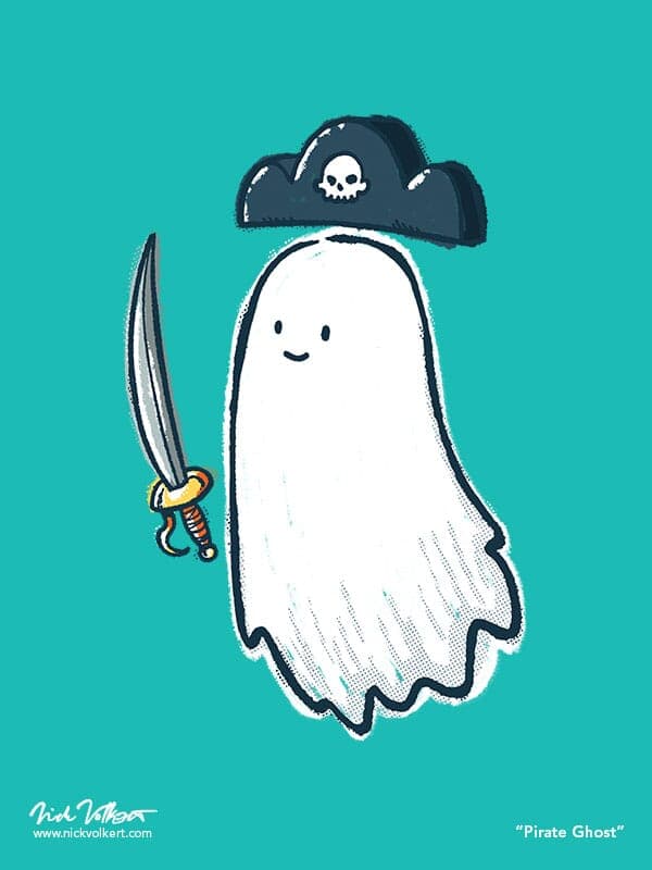 Pirate Ghost | Nick Volkert A friendly ghost with a cool pirate sword and hat.