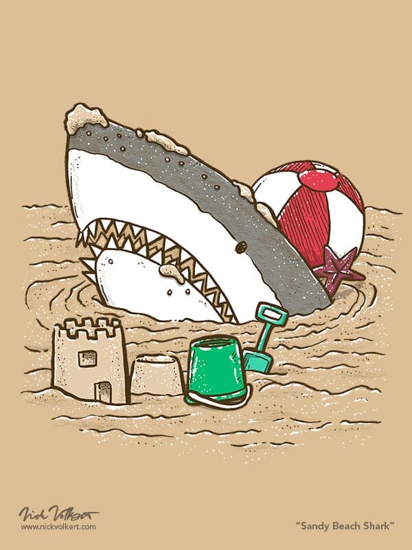 Sandy Beach Shark | Nick Volkert A shark emerges from the water a bit too far inland