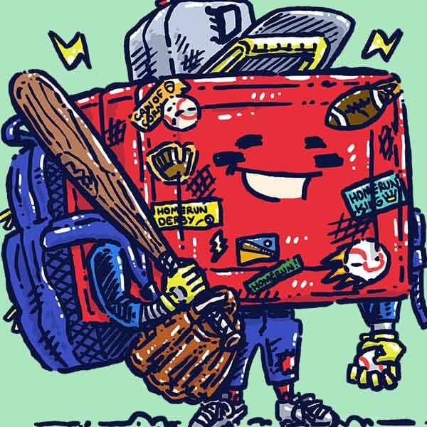 Sporty Lunchpail Bot | Nick Volkert A jolly little lunchpail is happy to get back to playing little league baseball while being excited for a new school year and junior tackle football!