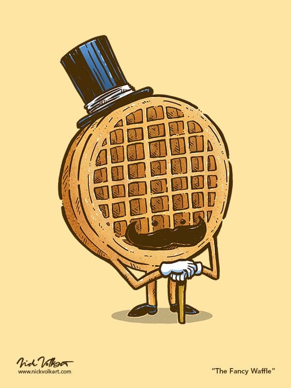 The Fancy Waffle | Nick Volkert A waffle dressed up in formal wear attending breakfast. Also has a sweet mustache.