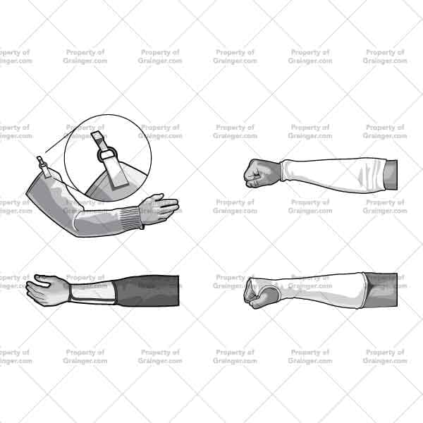 Wrist And Arm Protection | Nick Volkert A selection of technical line art drawings of various arm protectors in grayscale for search and browse graphic for Grainger dot com.
