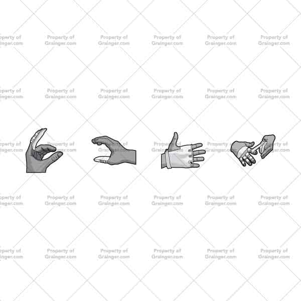 Finger Guards | Nick Volkert A selection of technical line art drawings of a variety of finger and hand guards in grayscale for search and browse graphic for Grainger dot com.