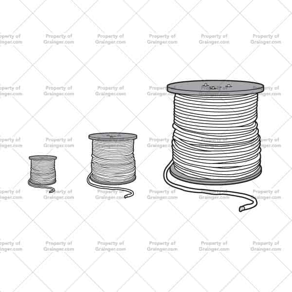Wire Spindle | Nick Volkert A selection of technical line art drawings of wire spindles at different scales in grayscale for search and browse graphic for Grainger dot com.