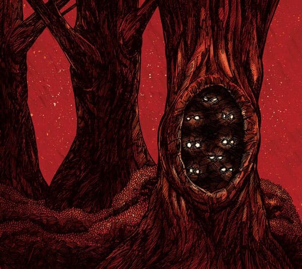Inside Left Cover | For Our Hero A stump with glowing eyes for the inside left cover art of For Our Hero's 'Afterglow' EP