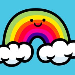 Happy Rainbow | Nick Volkert A happy rainbow touching two clouds.