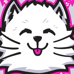 White Electric Cat | Nick Volkert A white cat with pink bolts purrs at the viewer.