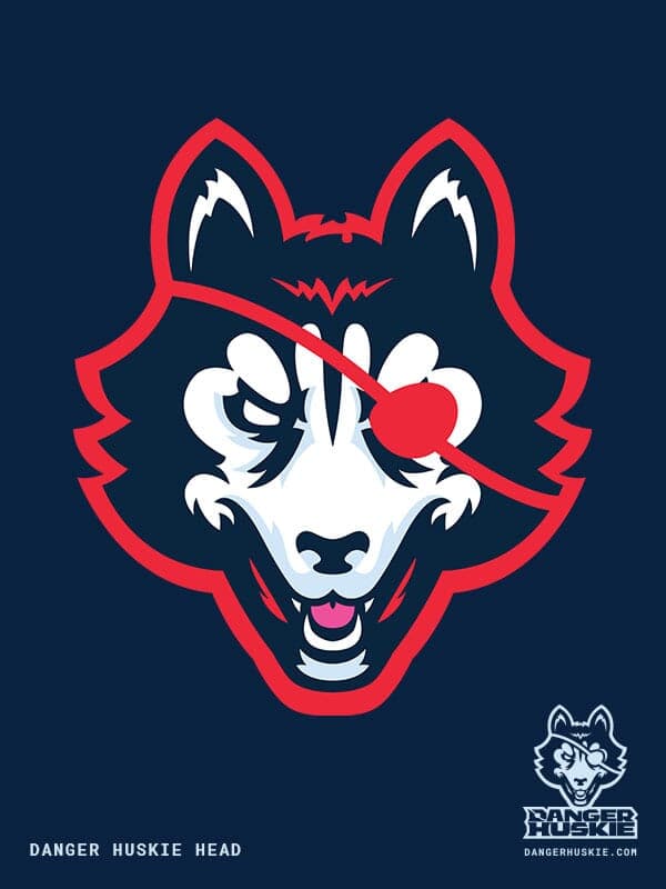 Danger Huskie Head | Nick Volkert DangerHuskie logo centered over logo text.