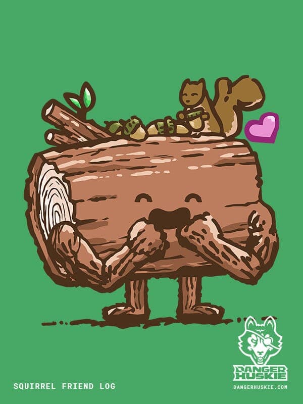 Squirrel Friend Log | Nick Volkert A log is filled with joy as a squirrel collects acorns on its back.