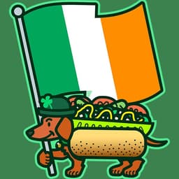 Big Irish Flag Chicago Dog | Nick Volkert A little weiener dog dressed as a Chicago-style hot dog waves an oversized flag of Ireland for St. Patrick's Day!