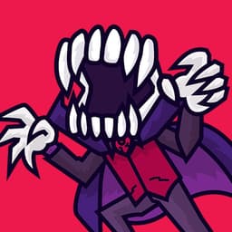 Vampire Fangs | Nick Volkert A giant set of pointy and menacing vampire fangs attached to a small body, wearing a cool cape, lunges at the viewer.