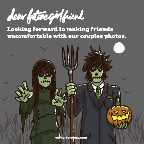 Goth Couples Photos - Part 1 | Dear Future Girlfriend | Nick Volkert A couple poses for a photo in creepy Halloween gear. - Part 1