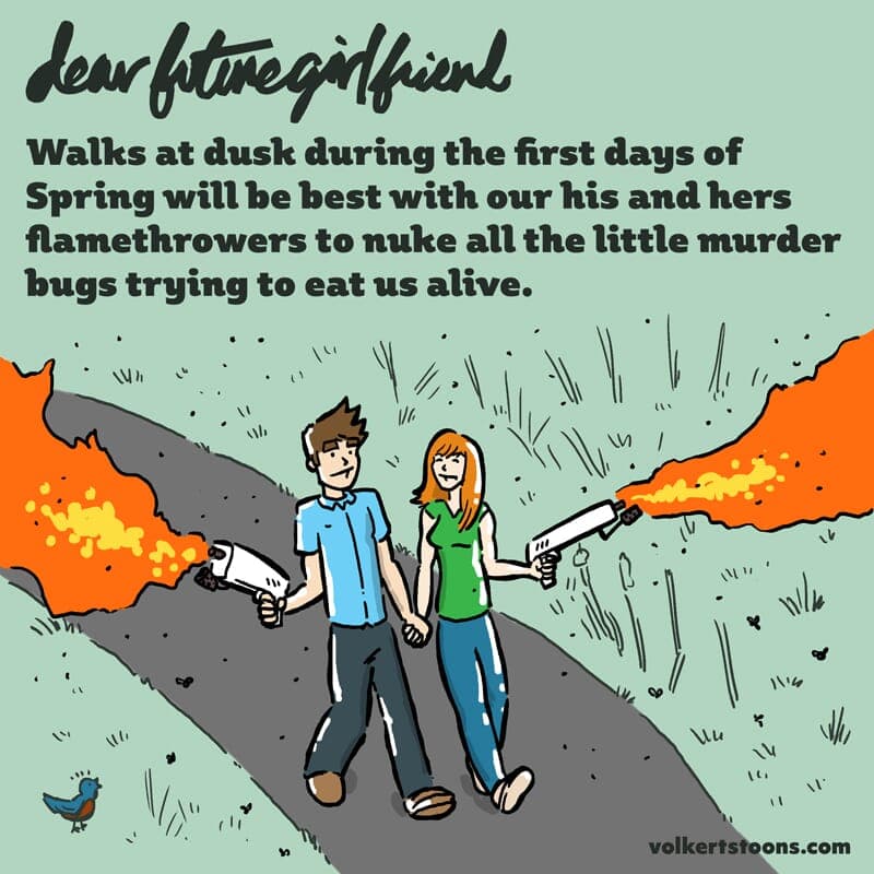 Spring Flamethrowers - Part 1 | Dear Future Girlfriend | Nick Volkert A couple has two flamethrowers ablaze while going on a walk. - Part 1