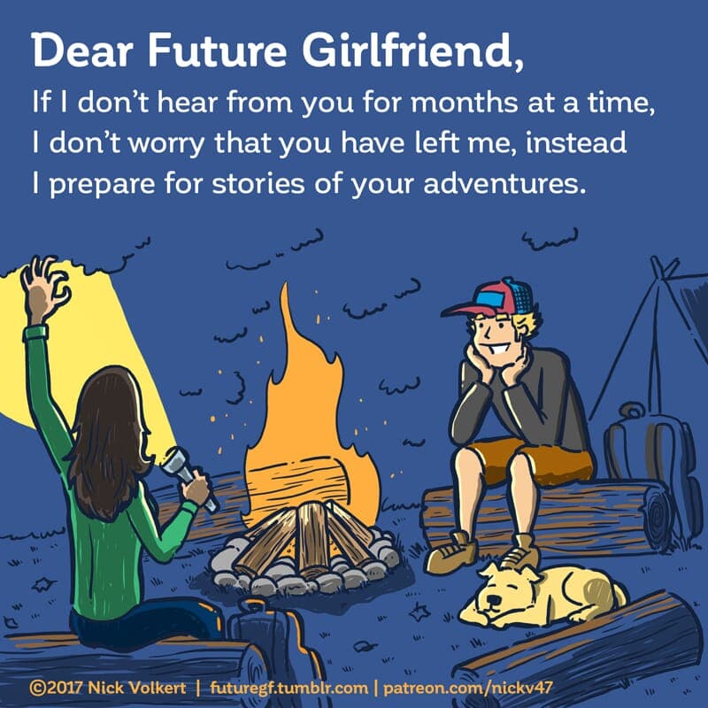 Absence - Part 1 | Dear Future Girlfriend | Nick Volkert A woman tells campfire stories to an attentive man. - Part 1