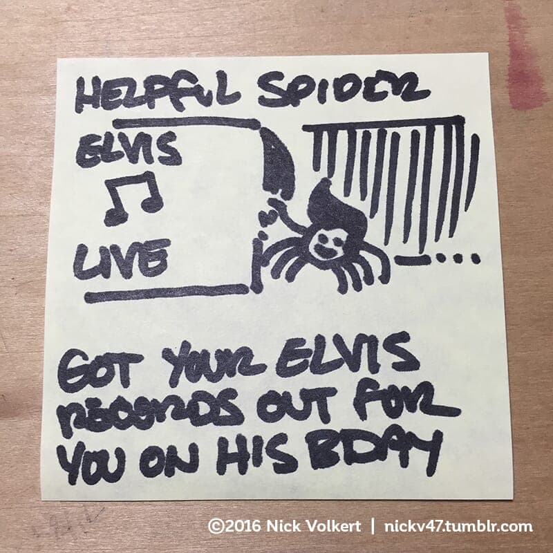 Elvis Spider - Part 1 | Helpful Spider | Nick Volkert Helpful Spider is dressed as Elvis, playing his records on his birthday. - Part 1