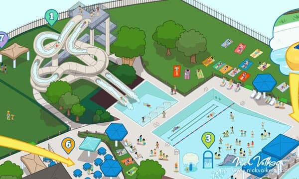 Mystic Waters Water Park | Big Slide Detail Detail of big slides from Mystic Waters