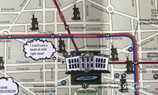 Potbelly Sandiches DC Map | White House Detail Detail of The White House from the Potbelly DC map
