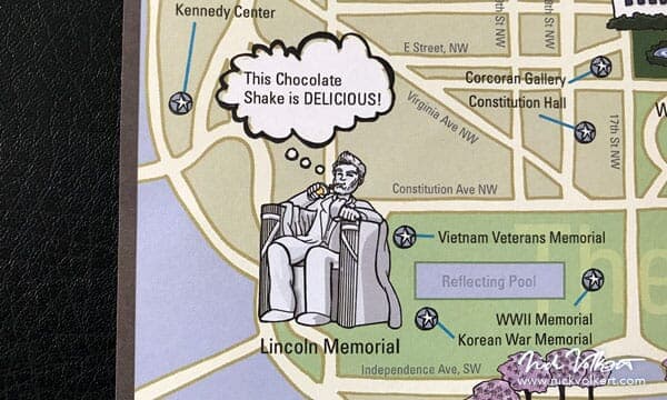 Potbelly Sandiches DC Map | Lincoln Memorial Detail Detail of The Lincoln Memorial from the Potbelly DC map