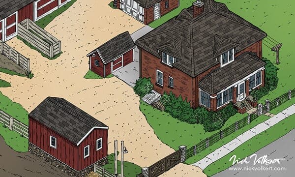 Historic Wagner Farms | Main House Detail Illustrated Farm House from the Historic Wagner Farm