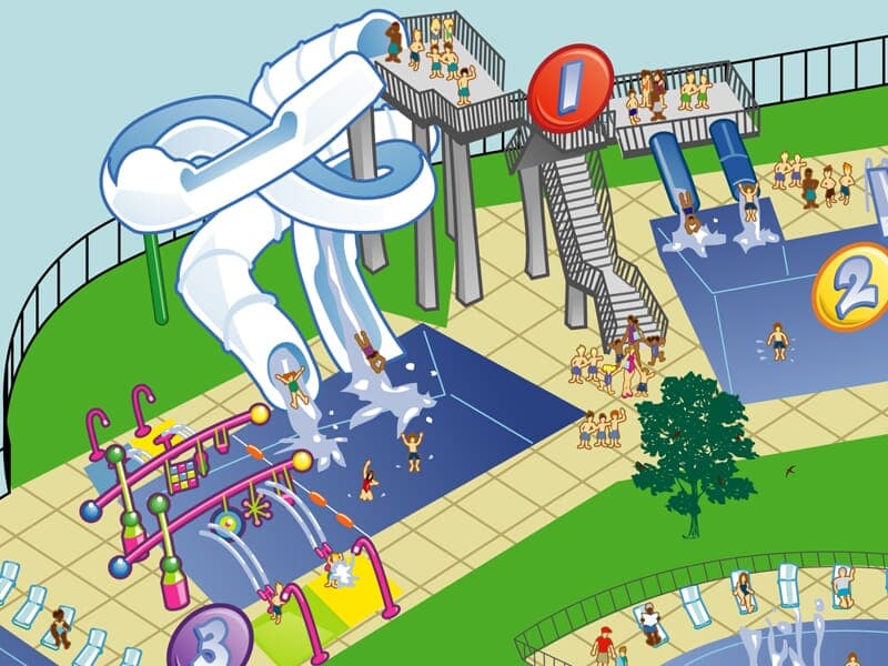 Flick Pool | Slide Detail Detail of slide and pools of Flick Pool