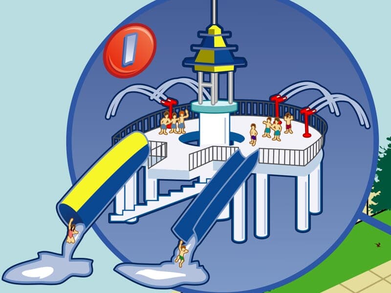 Roosevelt Pool | Back view of deck Detail of main slide at Roosevelt Pool