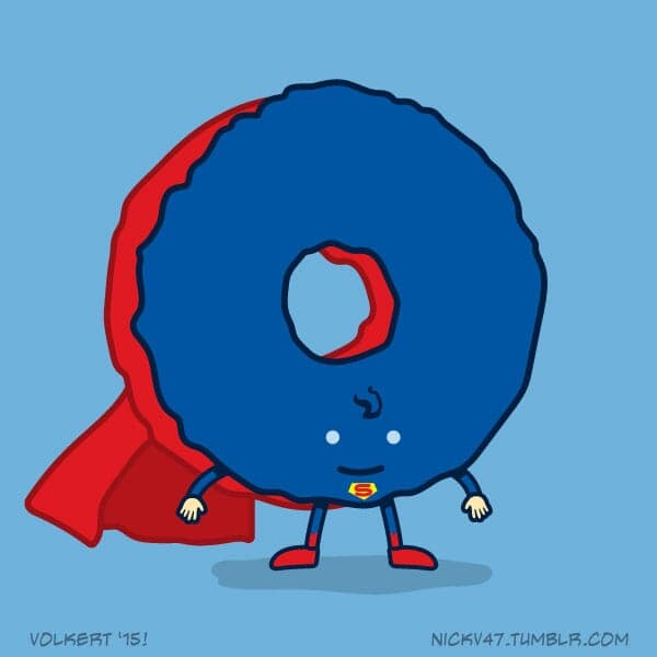 Super Donut | Nick Volkert A donut dressed as a DC caped hero.